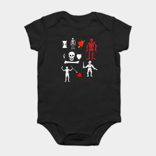 Pirate Flag Jolly Rogers Skeletons Skulls Crossbones Baby Bodysuit